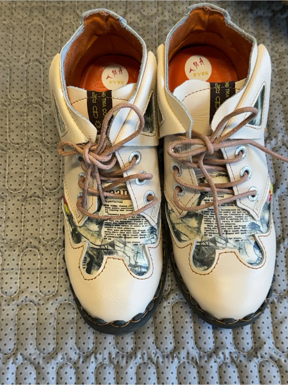 VTG Y2K Leather Ankle Boots Lace-Up Chunky Sole EU 37 / US 6.5–7